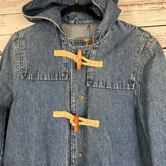 Women's VTG Ralph Lauren Jeans CO Denim Trench Toggle Utility Chore Jacket Sz M - Picture 3 of 8
